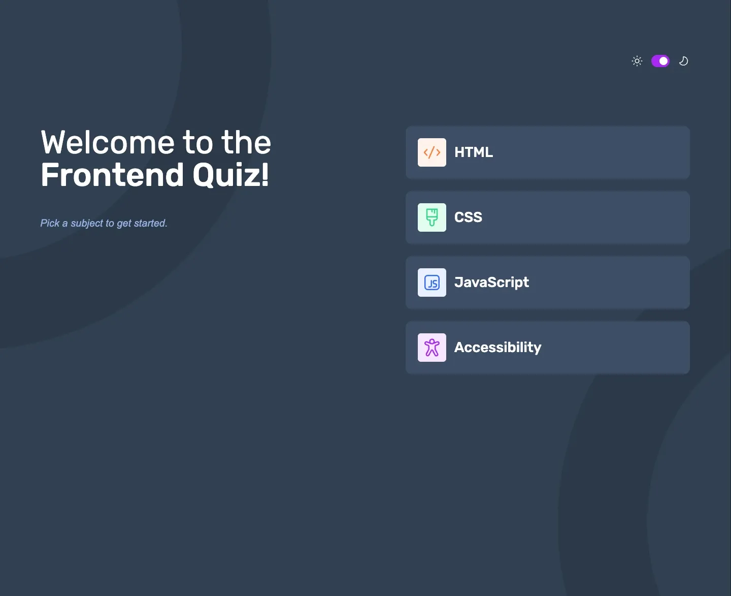 Frontend Quiz App on desktop